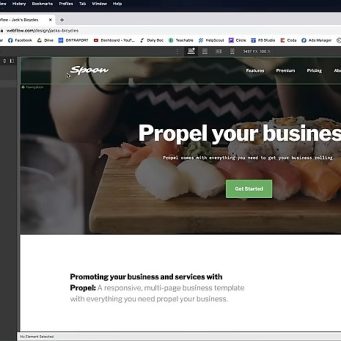 Webflow Interface – Propelling Your Business Webflow interface showing a business template with a 'Get Started' call-to-action button.